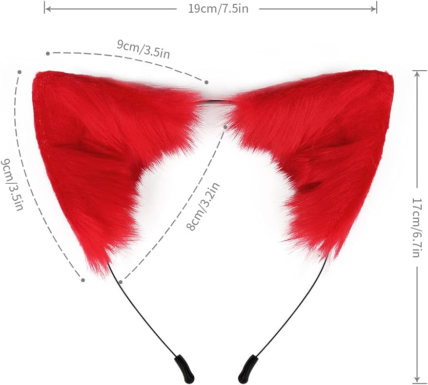 QinRuan Cat Fox Faux Fur Ears Headband Cute Halloween Fancy Dress Cosplay Handmade Animal Furry Ears Hair Hoop - Image 3