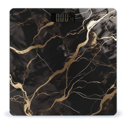 Báscula de baño digital Black Gold Marble precisa y resistente miniatura 1