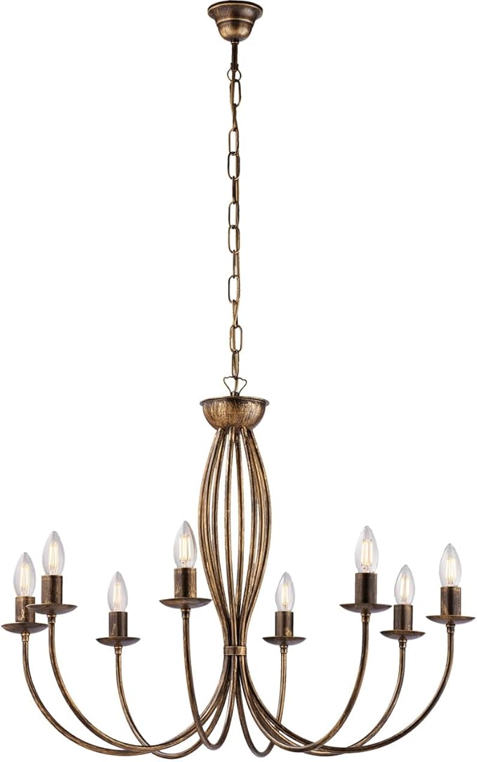 Be-Light Rustieke kroonluchter 8 lampen smeedijzer brons serie vat
