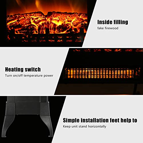 KINGSO Electric Fireplace Heater, 18 Inch Fireplace Heater with 3D Realistic Flame Effect, Indoor Electric Stove Heater, CSA Certified Overheating Safety Protection , Portable, 1400W