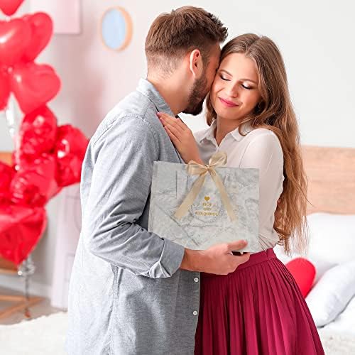 MR.G 6 pcs Luxury Gift Bags Multipack(Small, Medium, Large), with Tags, Gold/Silver Ribbon, Perfect for Wedding, Anniversary, Baby Shower, Mother's Day, Present for all Occasion (Marble)