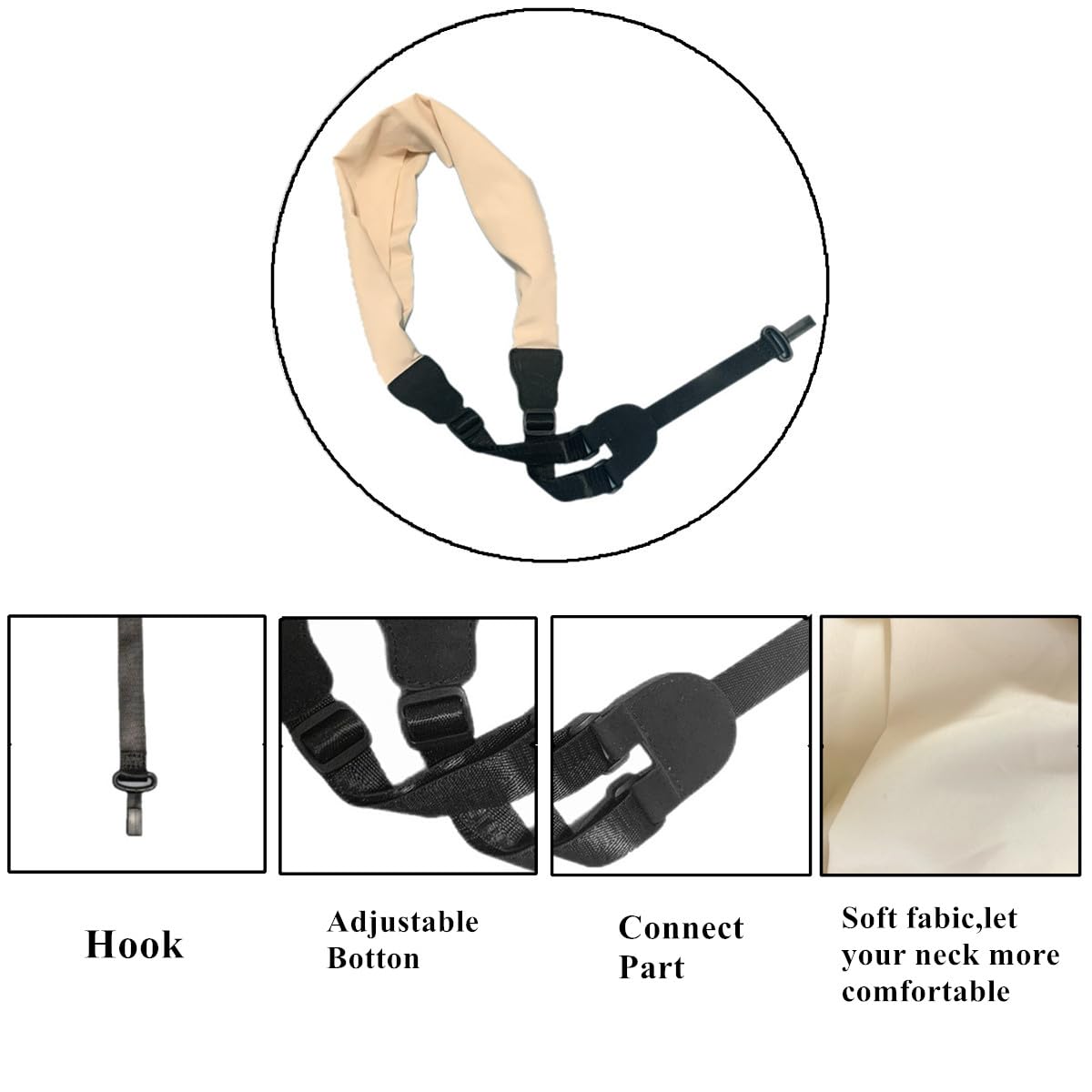 Trssorm Ukulele Strap Scarf Style Adjustable Neck Strap and Ukulele Belt with Hook for Guitar, Skin, 75 - Image 3