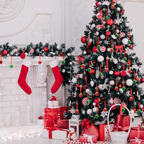 Collares de campana de Navidad a granel con cintas listas para colgar 6