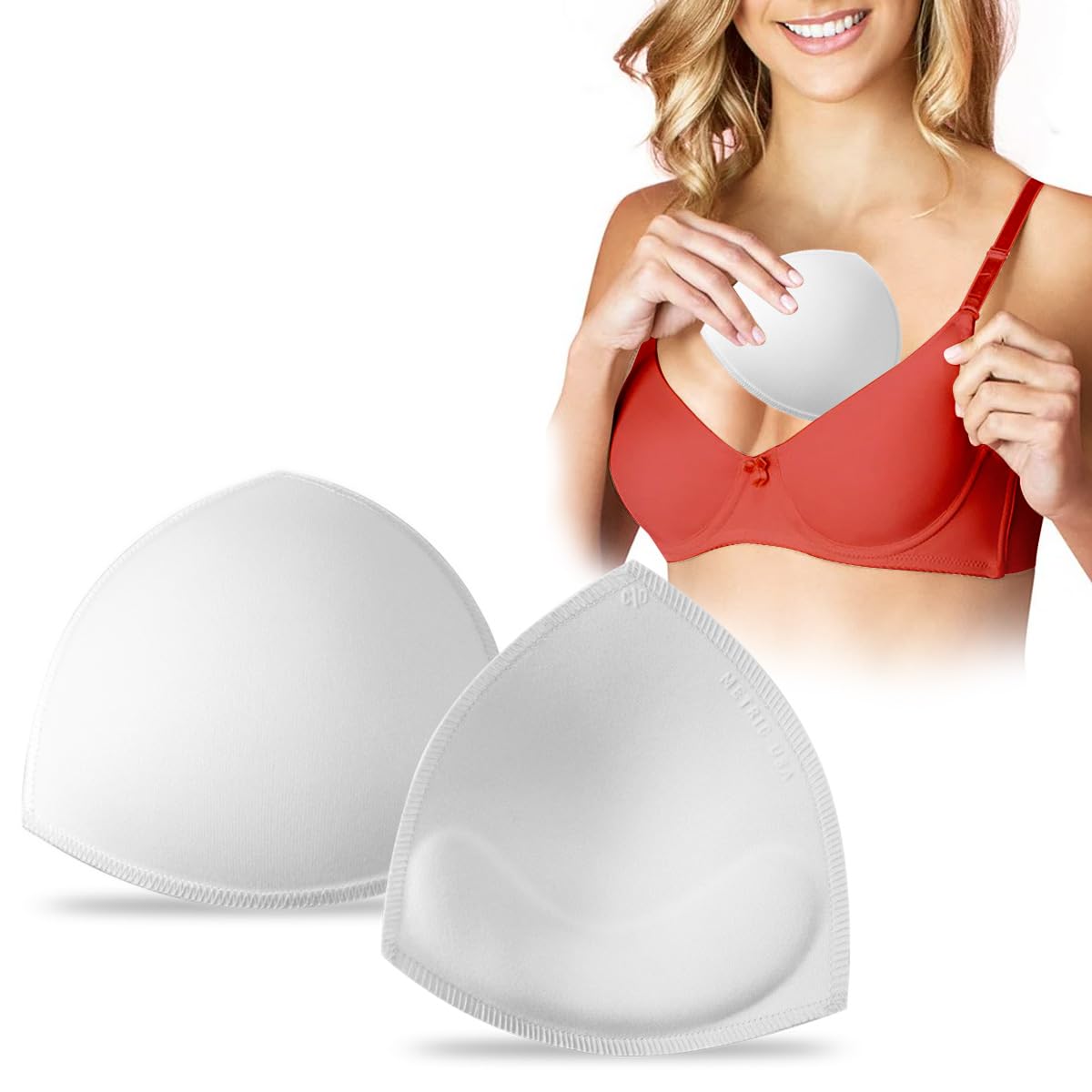 Metric USA Bra Inserts Soft Push up Pads for Comfort Support Removable Reusable Cushion Pads for Sports Bras Bikinis Swimsuit-image-8