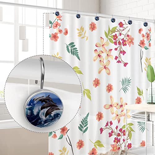 Rideau de douche impeccable avec les crochets océan dauphin