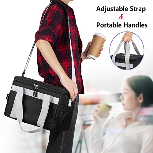 Lodrid Reusable 6 Cups Drink Carrier For Delivery With Bottom Padded Pad, Cup Holder Bag With Removable Dividers, Portable Drink Tote Bag With Shoulder Strap For Take Out, Outdoors, Travel, Black #TOP4