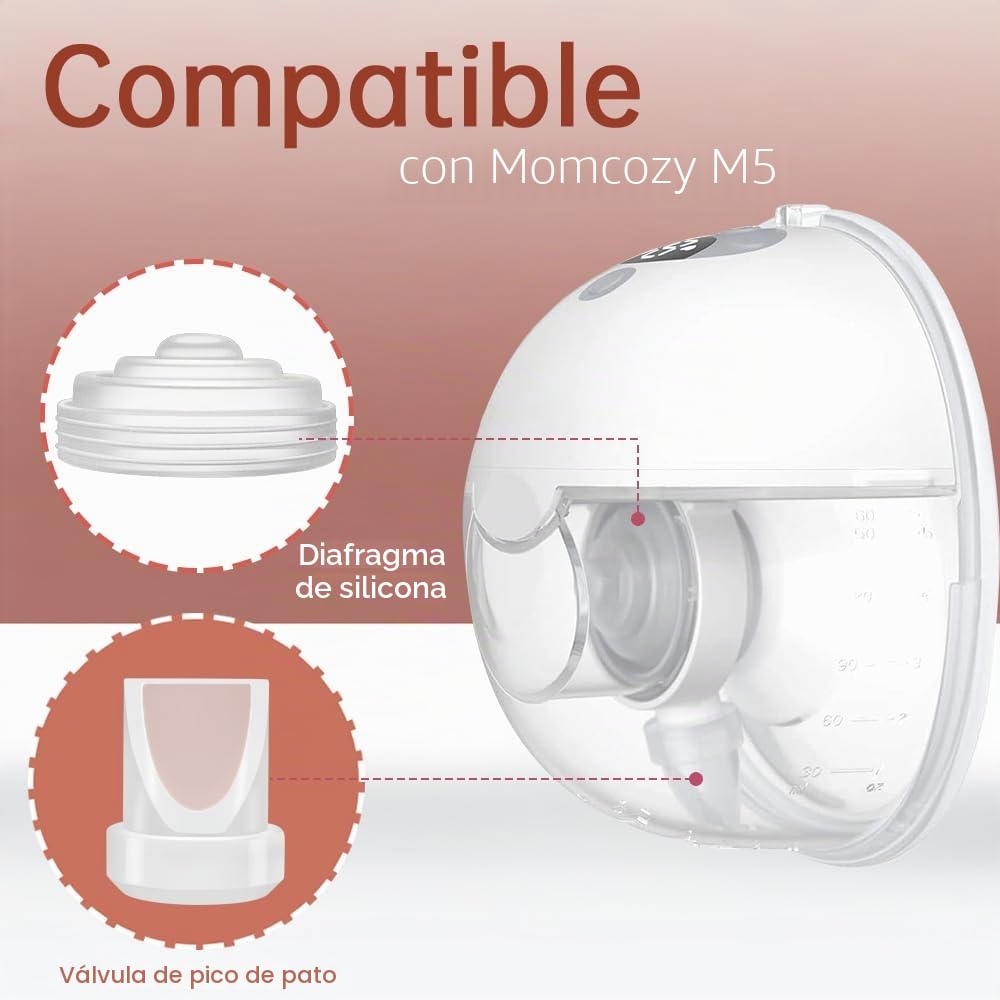 8 válvulas de pico de pato y 4 diafragmas de silicona compatibles con Momcozy M5, accesorios de repuesto de piezas de bomba M5 fabricados por Tbuymax, no son piezas originales de bomba Momcozy