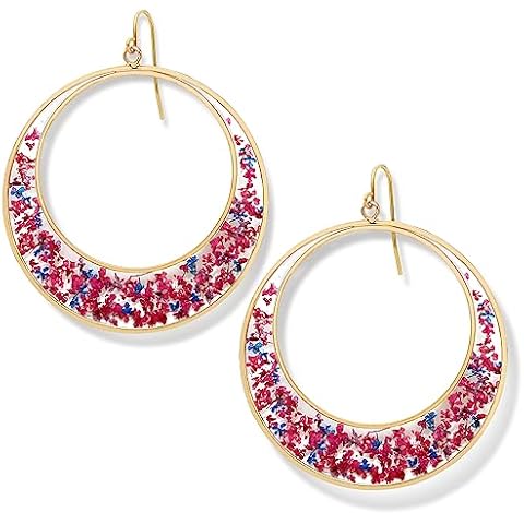 Personalised Real Pressed Dried Flowers Teardrop Earrings, Handmade Jewelry (3M3263_magenta) Cover