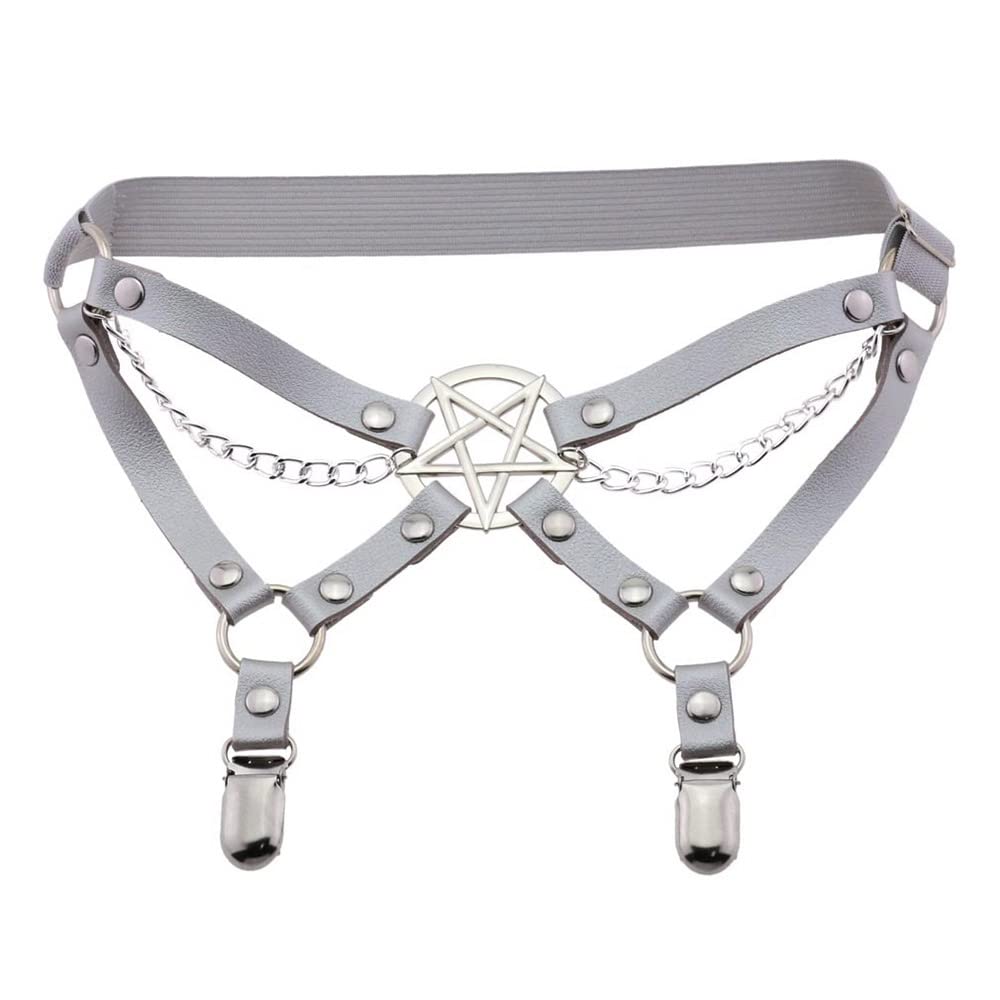 Giarrettiera da sposa, personalità temperamento sexy stella a cinque punte in pelle anello coscia fase performance catena elastica reggicalze cintura