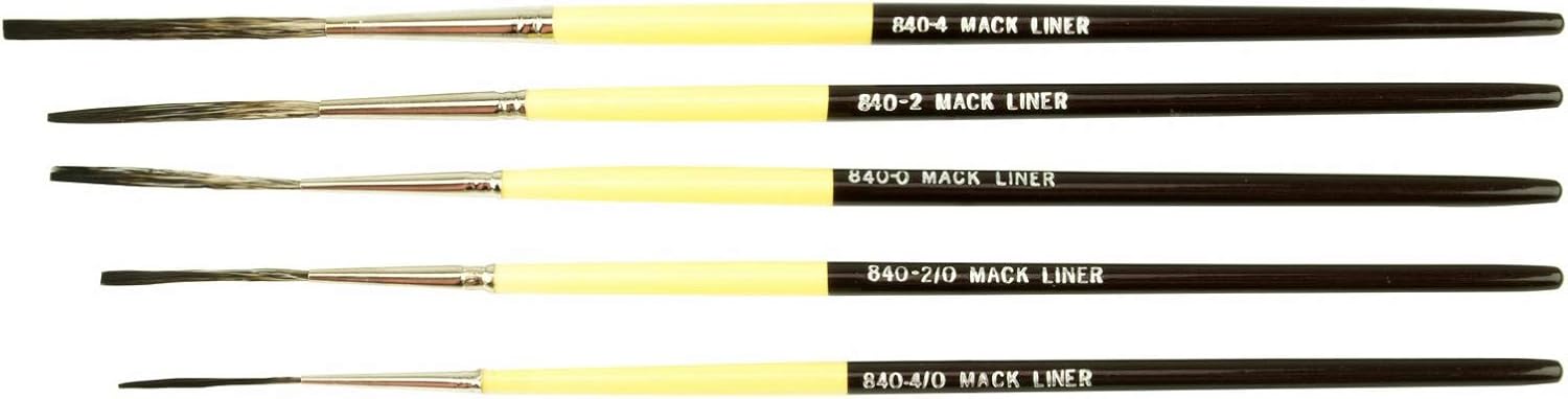 Set of 5 Size 4/0-4 Series 840 Synthetic Squirrel Soft Haired Outliner Pinstriper Brushes