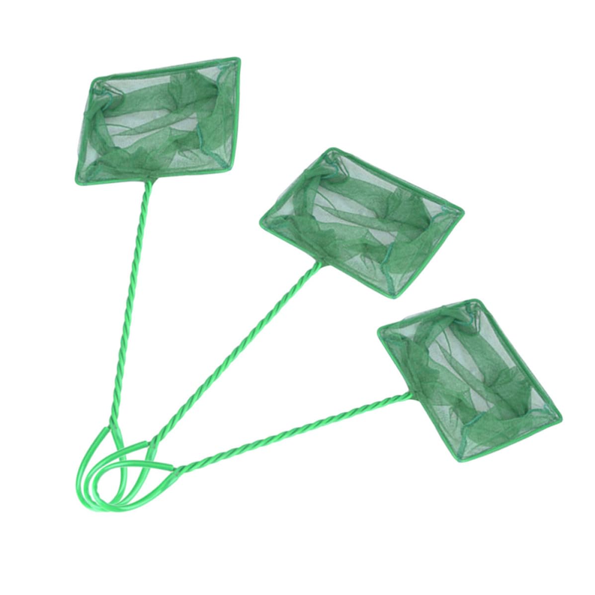 SWETRACE 3 Pcs Green Plastic Fishing Nets for Aquarium and Pond Use, 6 Inch Sturdy Design Fish and Shrimp Landing Nets Suitable for Fish Tank Maintenance