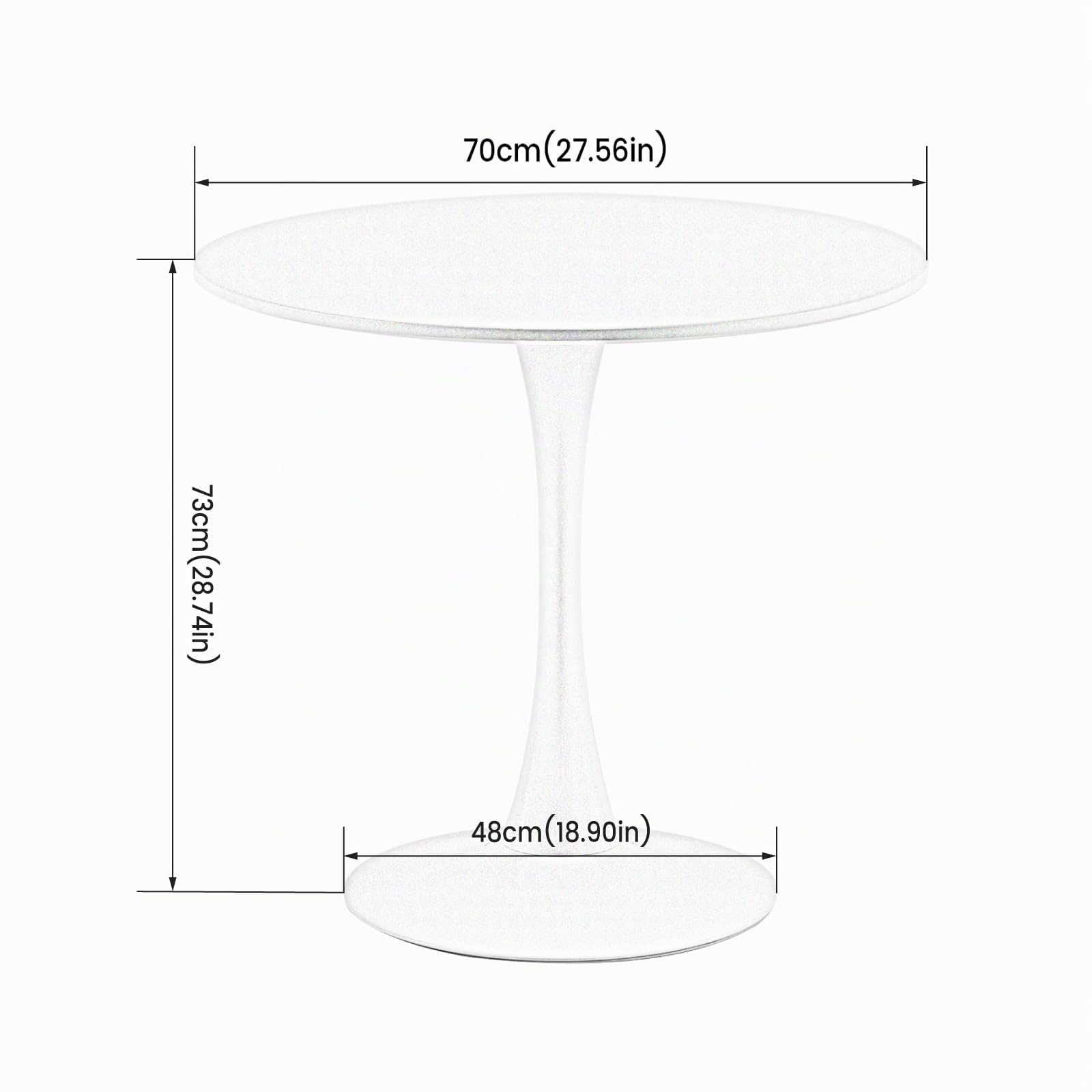 buybyroom Table à Manger Ronde Moderne pour Cuisine, Salon, Salle à Manger, Balcon, Table Ronde diamètre 70 x 70 cm, Noire