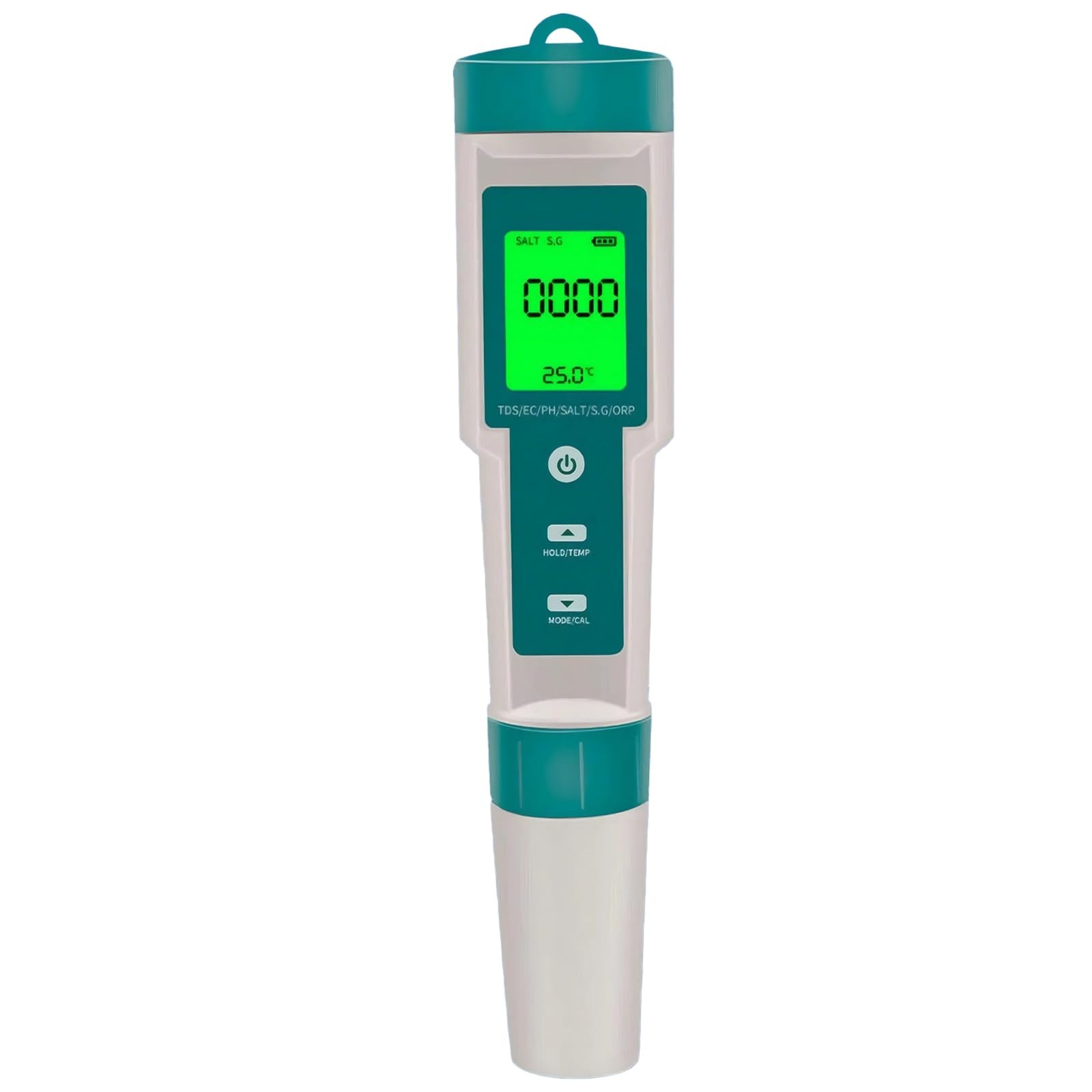 Tester di qualità dell'acqua 7 in 1, misuratore di pH digitale per acqua, EC, salinità, contenuto minerale, SG, ORP, temperatura con retroilluminazione, misurazione accurata per acquari