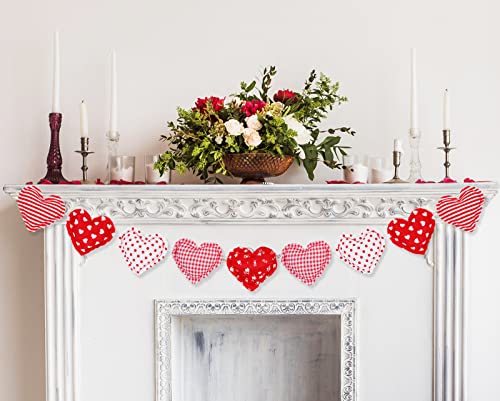 Whaline 3D Valentine's Day Heart Banner Soft Cute Heart Garland Pre-Assembled Red White Heart Fabric Banner Holiday Hanging Decoration for Valentine's Day Wedding Anniversary Party Supplies Home Decor by Whaline - Used condition - US$17.65