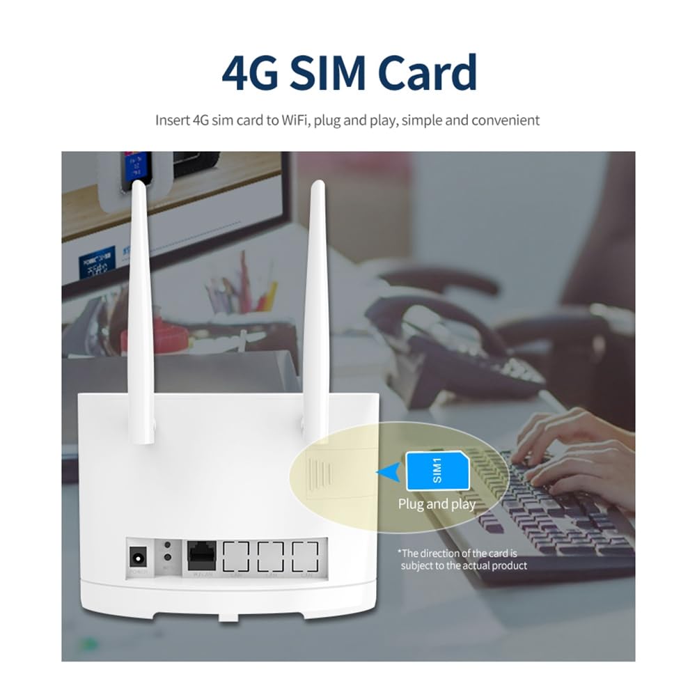 Enrutador WiFi 4G LTE Tarjeta SIM Enrutador WiFi InaláMbrico de 300Mbps Punto de Acceso DoméStico Soporte 4G a Puerto LAN 16 Usuarios WiFi-Enchufe de la UE