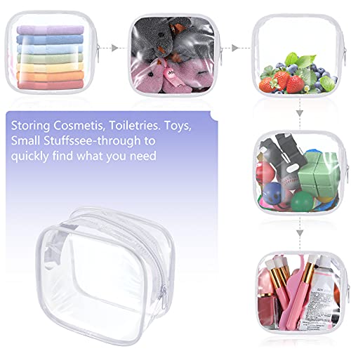 Weewooday 6 Pcs Mini Clear Toiletry Makeup Bag Small PVC Travel Bag Waterproof Plastic Cosmetic Bag with Zipper Portable Cosmetic Makeup Bag for Vacation Bathroom Organizing(Transparent)2