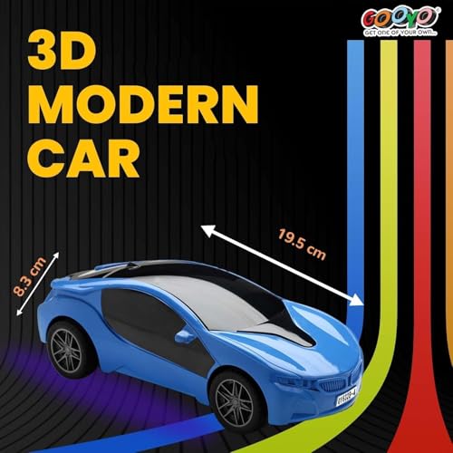 Image of Remote Control Car Toy, Blue Sports Car with LED Lights, RC Vehicle with Controller