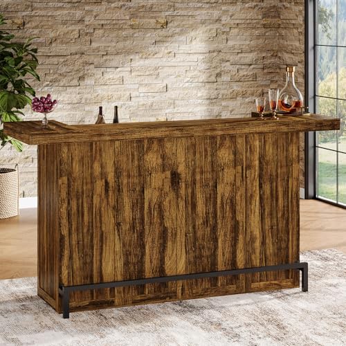 Tribesigns 4-Tier Bar Table, 70.9-Inch Large Wood Home Bar Unit with Wine Glass Holder and Black...