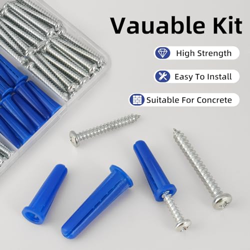 Vgbuy VG40203-200-KIT 180Pcs Conical Concrete Anchors And Screws Assortment Kit, 90Pcs Concrete Wall Anchors, 90Pcs Self Tapping Screws For Masonry Stucco Brick Cement Cinder Block Tile thumb #1