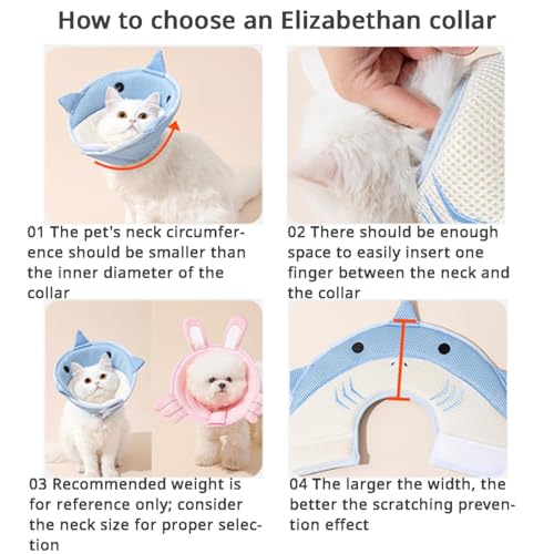 Image of MANON ROSA Cat Cone E-Collar: Soft After Surgery Elizabethan Collar Adjustable Cute Animal Design for Dogs Cats Puppies Kittens Rabbits Bunnies Prevents Licking (Bee,S)