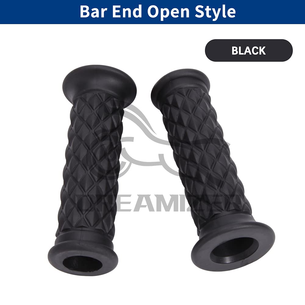 DREAMIZER 7/8" 22mm Manopole Manubrio per Moto, Universale Retrò Manopole per Manubrio Antiscivolo in gomma per Custom Moto Cafe Racer Bobber Dirt Bike Motocross