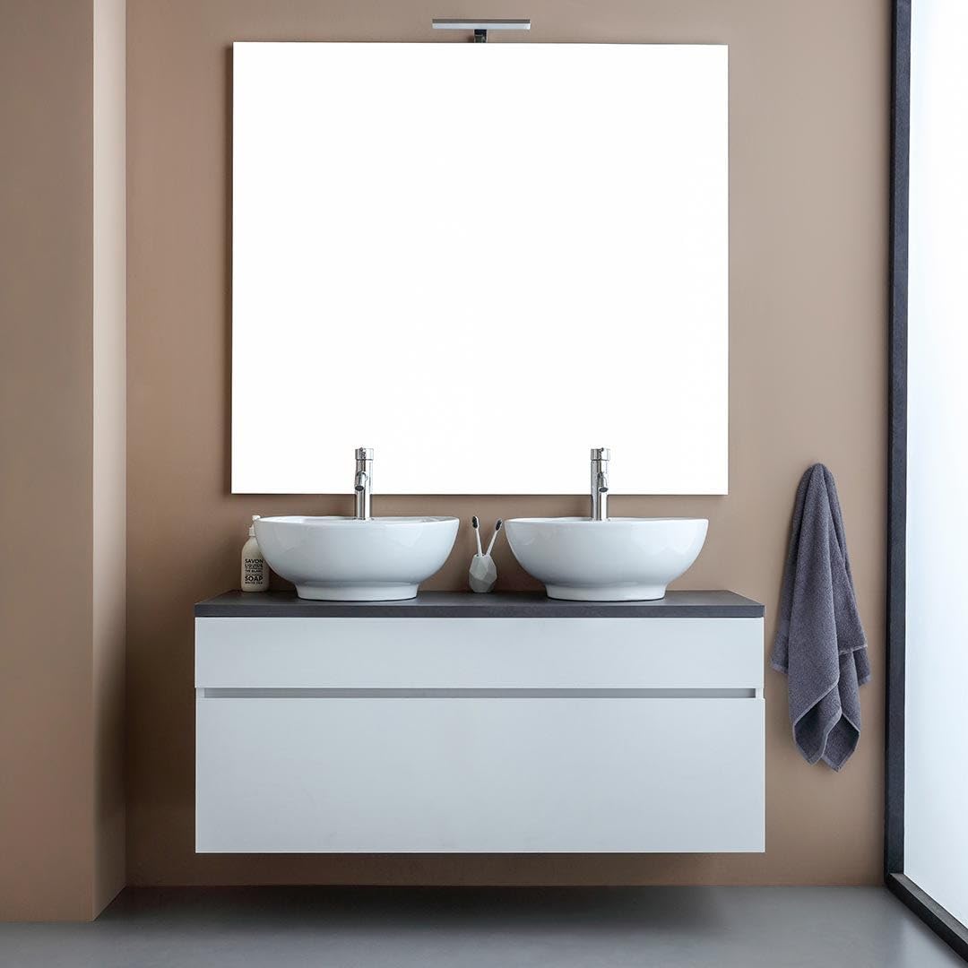 Kiamami Valentina - Mueble de baño bajo Lavabo 120cm Blanco con encimera Antracita, espejo120x110 | Sol
