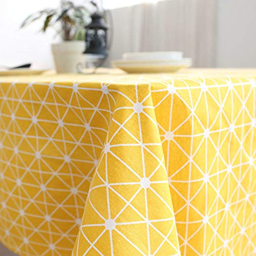 Nappe damier coton 140x220cm jaune pour masquer les imperfections d'une table usée - 5