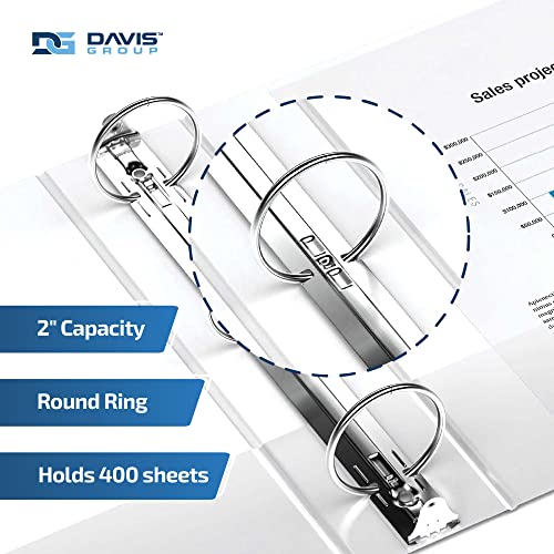 Image of Easyview 3-Ring Binder, Clear-View Cover, 2 inch Round Rings, White, 6 Pack