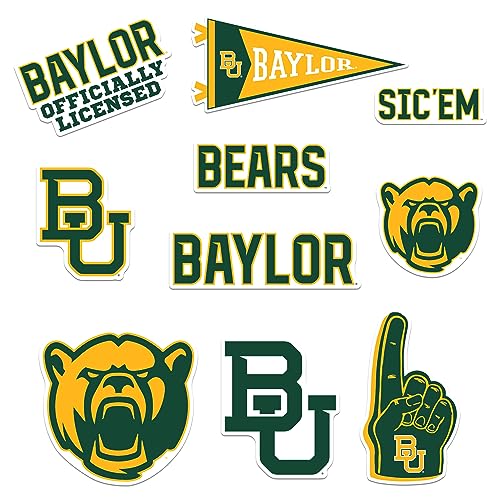 Image of Baylor University Premium Vinyl Sticker Pack - 9 Waterproof Bears Decals for Laptop, Water Bottle, Tablet, Car, Skateboard & More - Officially Licensed Variety Set