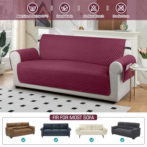 Image of TAOCOCO Sofa Covers 3 Seater, Settee Covers, Sofa Slipcovers, Pet Couch Covers, Non Slip Sofa Covers, Washable Sofa Protectors for Dogs, Red