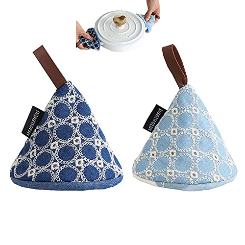 2 Pièces Manique de Pot pour Cuisine, Mini Maniques Cuisine, Petit Gants de Cuisine, Mini Gant de Four, pour la Cuisine et la Pâtisserie (Bleu Clair, Bleu...