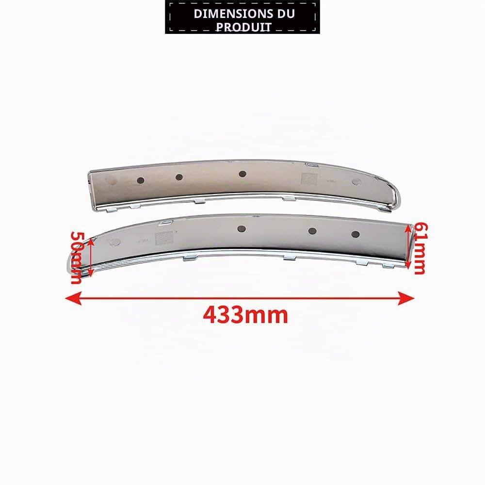 Moulure de pare-chocs avant de voiture - Garniture inférieure chromée argentée gauche et droite compatible avec Fiat 500 2007 à 2015 735455057 735455056