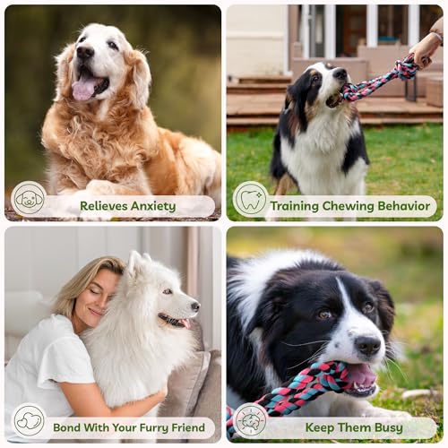 Image of SHARLOVY Dog Rope Toy for for Medium Dogs | Durable Cotton Dog Chew Toys for Aggressive Chewers, Interactive Tug of War Dog Toys for Medium to Large Breed