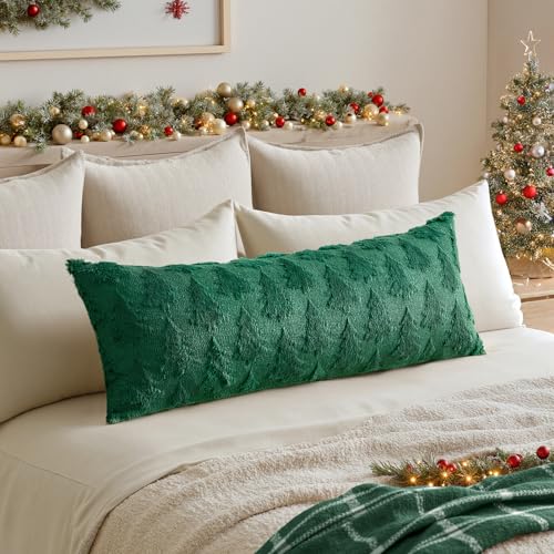 Image of MIULEE Christmas Throw Pillow Cover Dark Green 14x36 Lumbar Body