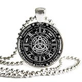 Pagan Wheel of the Year Logo Necklace Pendant Handmade Vintage Silver Chain Choker Statement...