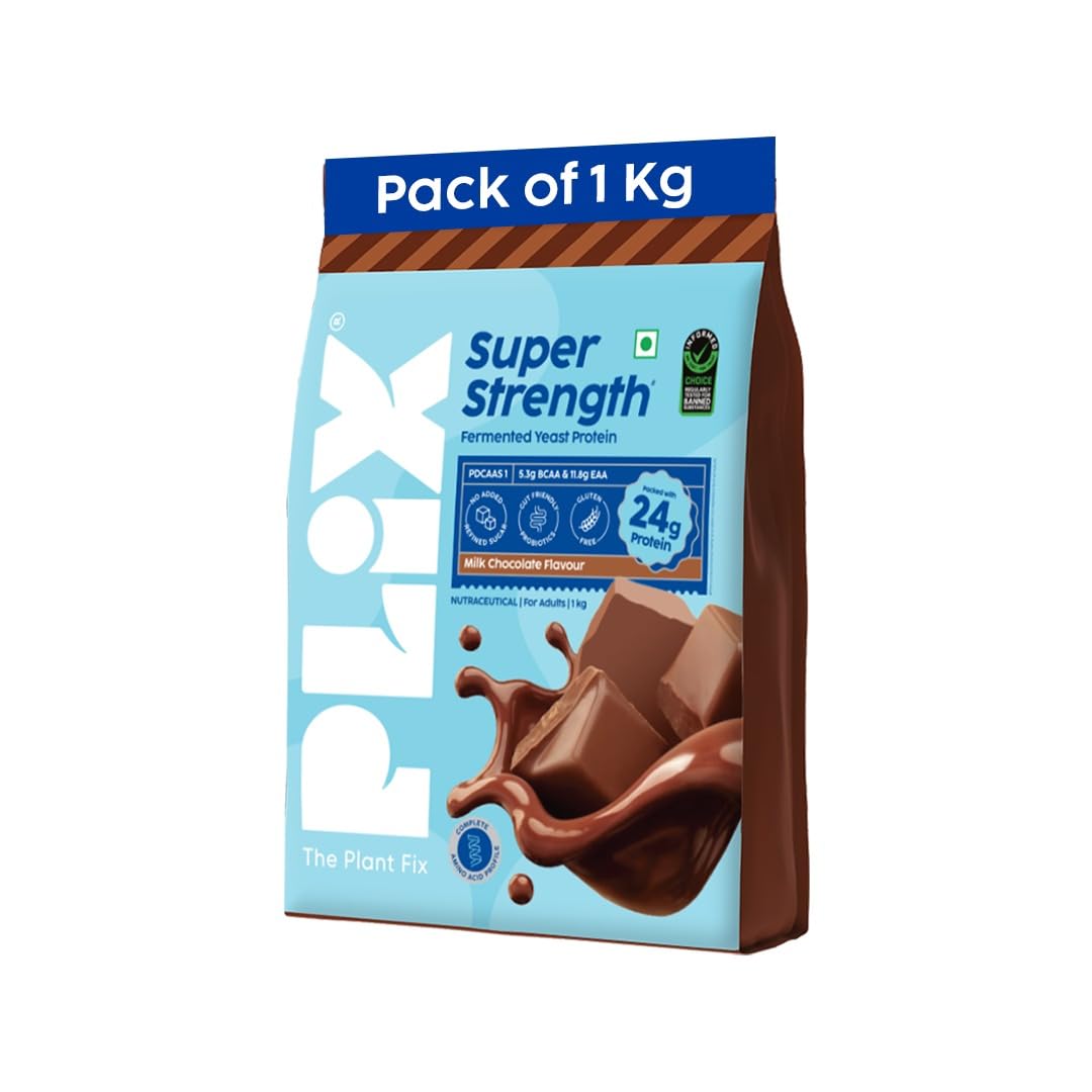 PLIX THE PLANT FIX Super Strength Fermented Yeast Protein- 1 kg | Easy to Digest | 24g Protein/Serve | PDCAAS of 1 | 6.8 - BCAA | Milk Chocolate Flavour-image-39