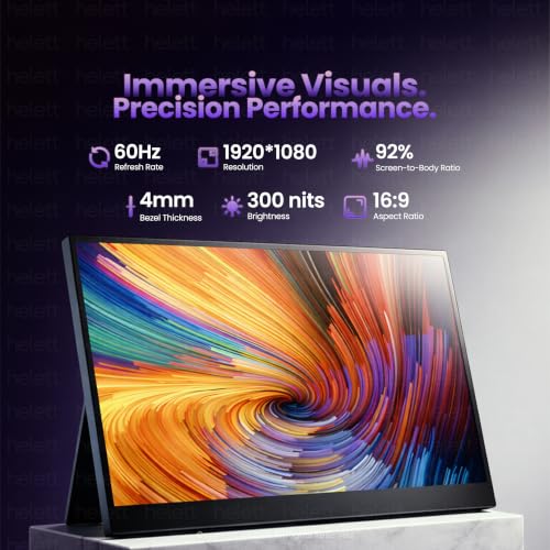 Image of Helett LogicView Neo Single Screen Portable Monitor 15.6 inch|A+ Grade FHD 1080p IPS Display|Vertical & Horizontal Viewing|300 Nits|Ultra Slim 4mm|USB-C & Mini HDMI|Second Screen for Laptop, Mac & Phone