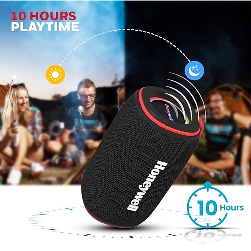 Image of Honeywell Suono P400 Bluetooth 5.3 Wireless Portable Speaker, 15W Output, Deep Bass, 10H Playtime, IPX6, TWS Pairing, RGB Lights, SD /AUX /Type-C Support, Built-in Mic, 78mm Drivers, 2-Year Warranty