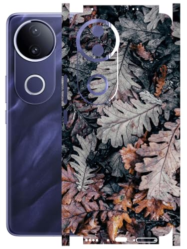 Image of AtOdds - Full Body Back Screen Guard Protector Film - Lamination Wrap Skin Sticker Compatible with VIVO T4R (5G) | Scratchproof Matte Finish (Design - Dry Leaves)