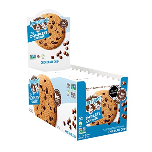 Image of Lenny & Larry's Protein Cookie, Chocolate Chip - High Protein Snacks with 16g Plant Protein, 10g Fiber, Soft-Baked, Vegan, Non-GMO | 4oz, Pack of 12