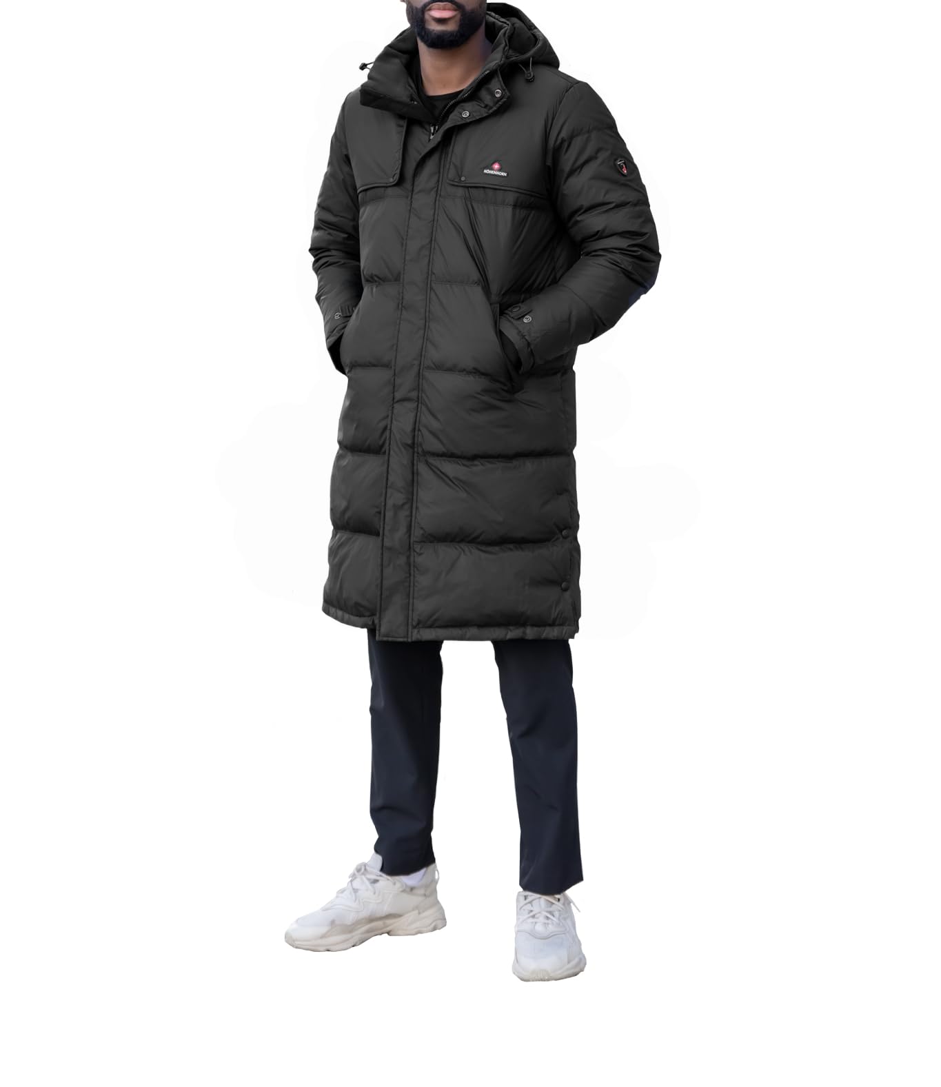 Höhenhorn Bannalp - Abrigo de invierno para hombre, con forro largo, con certificado RDS, plumón y plumas con capucha extraíble