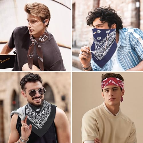 Image of Mochabao 100% Cotton 27 inch x 27 inch Large Bandanas for Men & Women, Multi-Purpose Bandana Headbands, Square Head Scarf