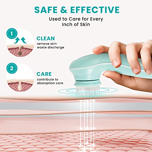 Rechargeable Facial Cleansing Brush | Exfoliating Spin Face Brush Cleanser Applicator Washing Scrubber Kit Set Cleaning Silicone Wash Mask Scrub Electric Spinning Cleaner Exfoliator Dry With 3 Brushes - Thumbnail 3