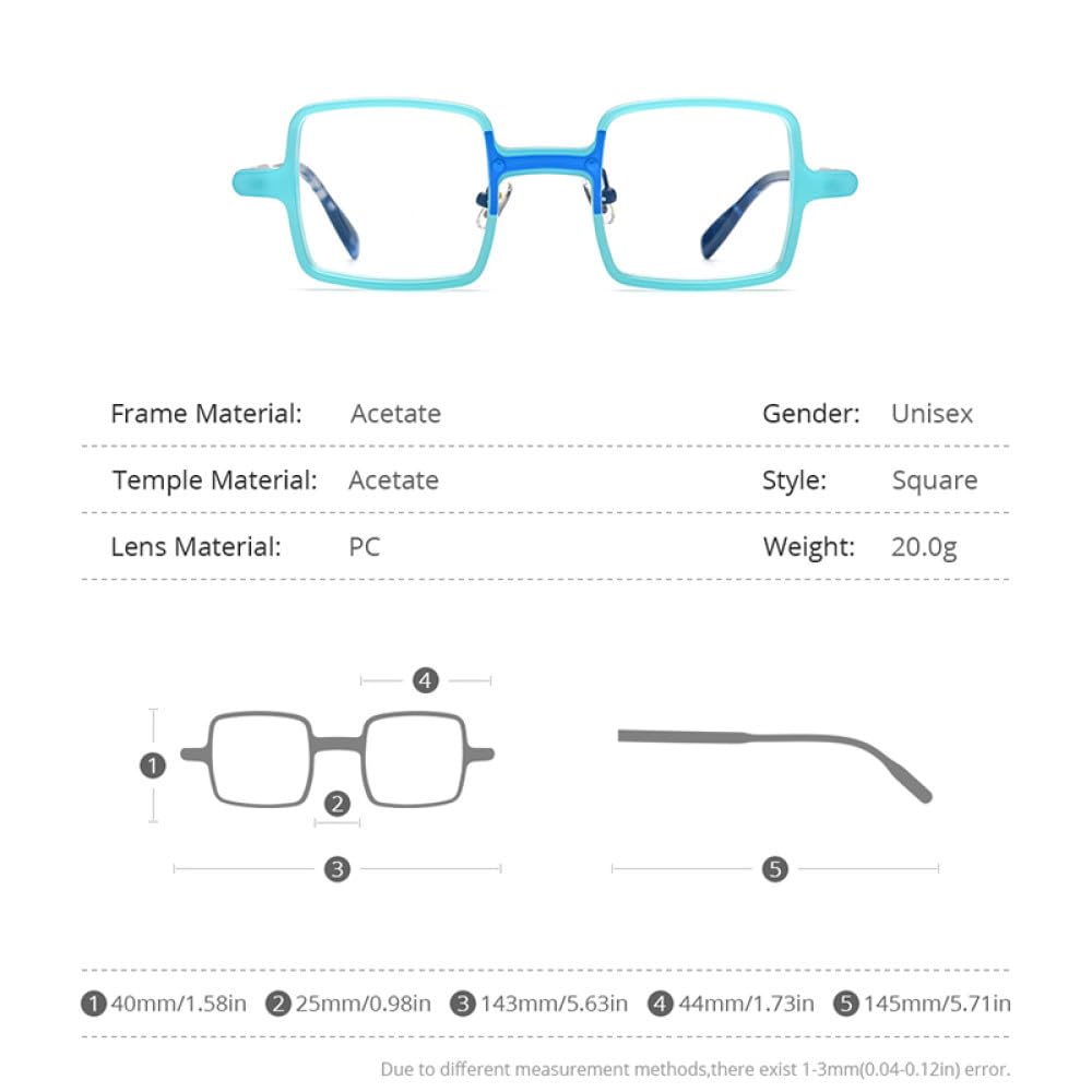 MUTYNE Montura de gafas de acetato para hombre, anteojos cuadrados Retro Vintage, gafas para mujer