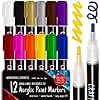Crafts 4 All Acrylic Paint Markers Set - 12, Broad Tip -Tip Acrylic Paint Pens for Rock Painting, Glass, Wood, Canvas and Fabric - Non-Toxic, Permanent Acrylic Markers for Pumpkin Painting Kit