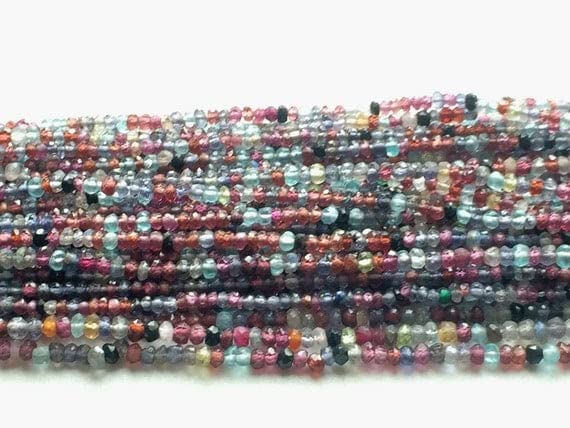 Multi Gemstone Faceted Rondelle Beads 2.5-3mm : fil de pierres naturelles pour création collier