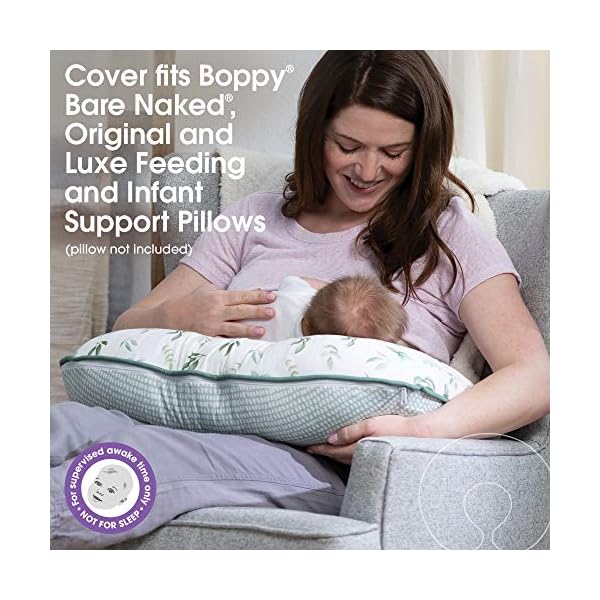 Boppy Kissenbezug aus Bio-Stoff, grüne kleine Blätter, modisches zweiseitiges Design, passend für alle Stillkissen und… – Bild 3