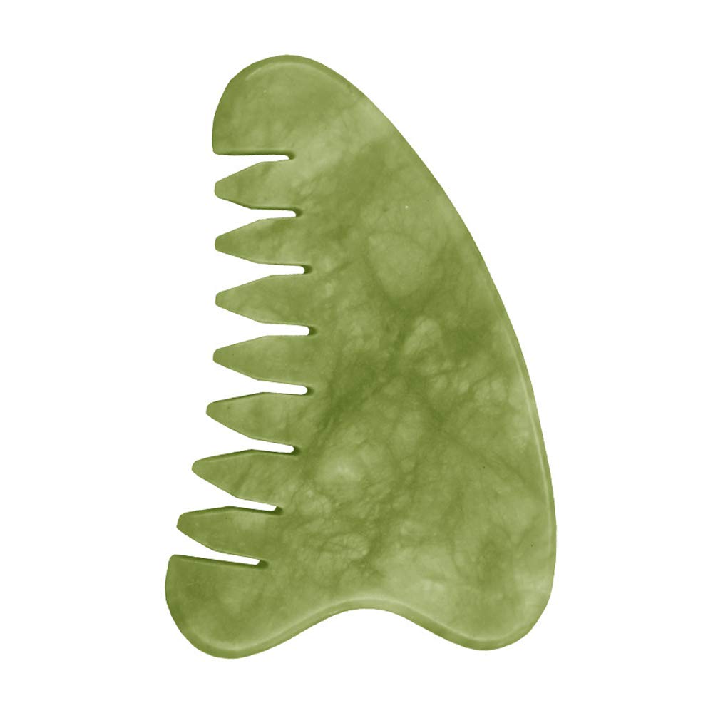 Gua Sha Comb, Natural Guasha Jade, Head Scalp Caring Massage Comb, Facial Gua Sha Scraping Massage Tool for Lift and Puffiness, Jade Hair Growth Scalp Stimulation for Meridian Massager