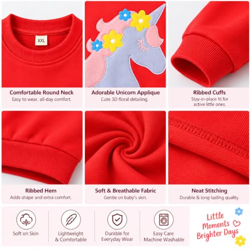Image of Bold N Elegant Kid's Full Sleeve Unicorn Print Prewinter Cotton Round Neck Sweatshirt Pullover Tee For Infant Toddler Baby Girl's Kids