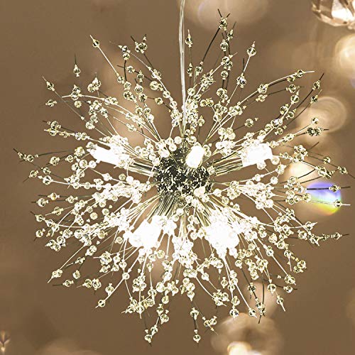 Garwarm Modern Firework Chandeliers,Crystal Chandelier Pendant Lighting,Ceiling Lights Fixtures for Living Room Bedroom Restaurant,8-Light,Gold